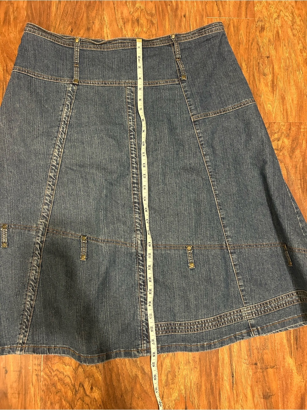 Denim Patchwork A-Line Skirt - Picture 5 of 8